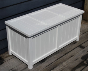 It’s a multi-purpose storage box that doubles as a seat and can be 