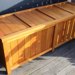 Extra Large BoxSeat Wood Indoor Outdoor Storage Angled View